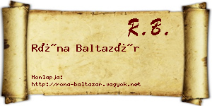 Róna Baltazár névjegykártya